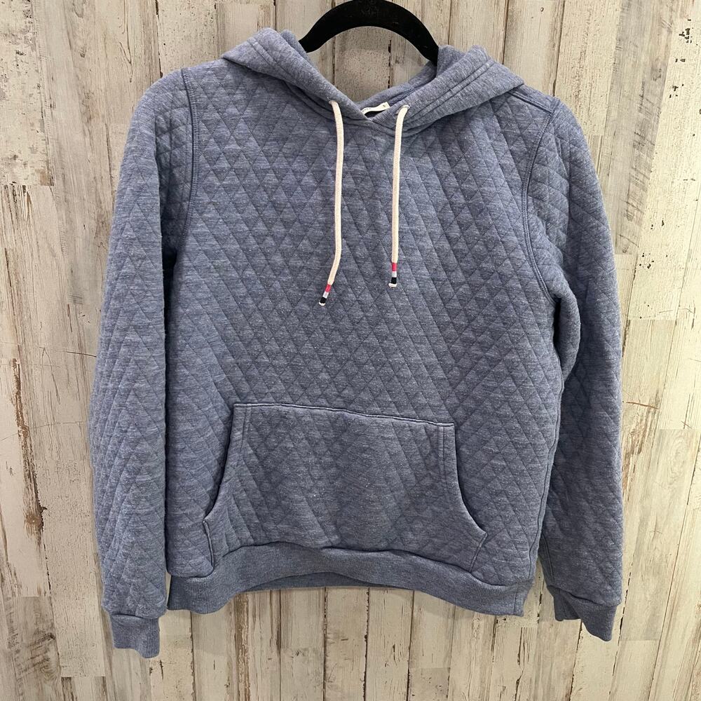 Marine Layer Women’s Blue Quilted Long Sleeve Pullover Hoodie Size Small READ